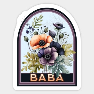 Baba Vintage Floral Grandmother Sticker